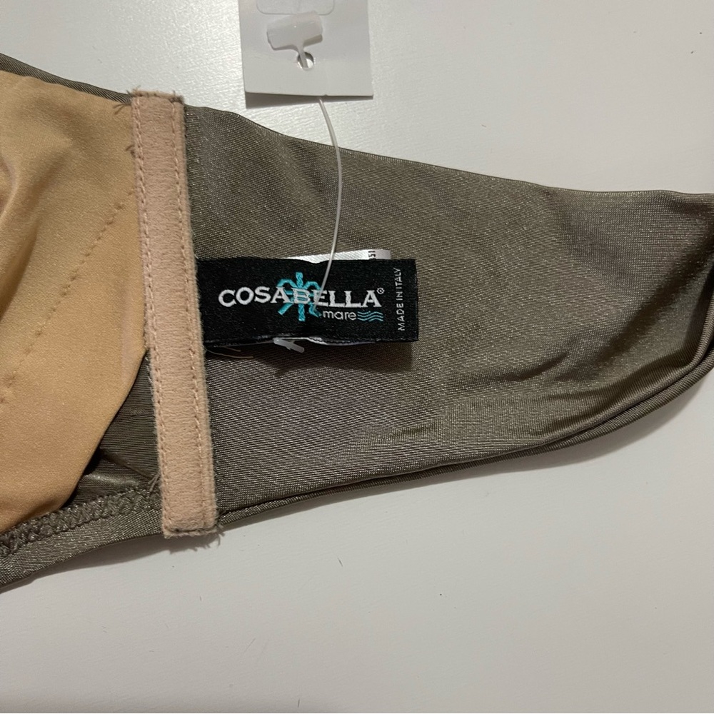 Cosabella Triangle Halter Bikini Top M Metallic Tuxedo Style NWT Minimalist - Picture 3 of 5